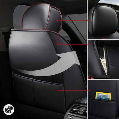 Universal Car Seat Covers Set of 5, for Renault Clio, Captur, Megane, Kadjar, Austral, Arkana, Symbioz, Waterproof PU Leather Car Seat Covers, Front and Rear Seat Protectors, Adjustable Car Seat Protectors