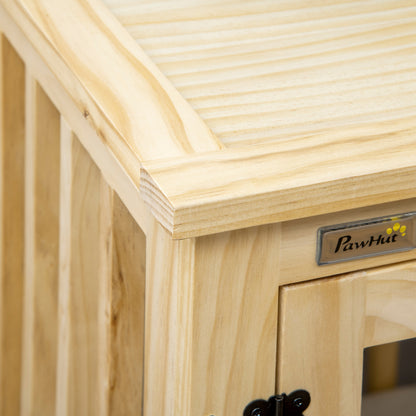 Hondenbench – Hondenkooi – Hondenhok – Dierenkooi – Hondenmand – Natuurlijk Hout – Inclusief Wasbaar Kussen – 82,5x57x72 cm
