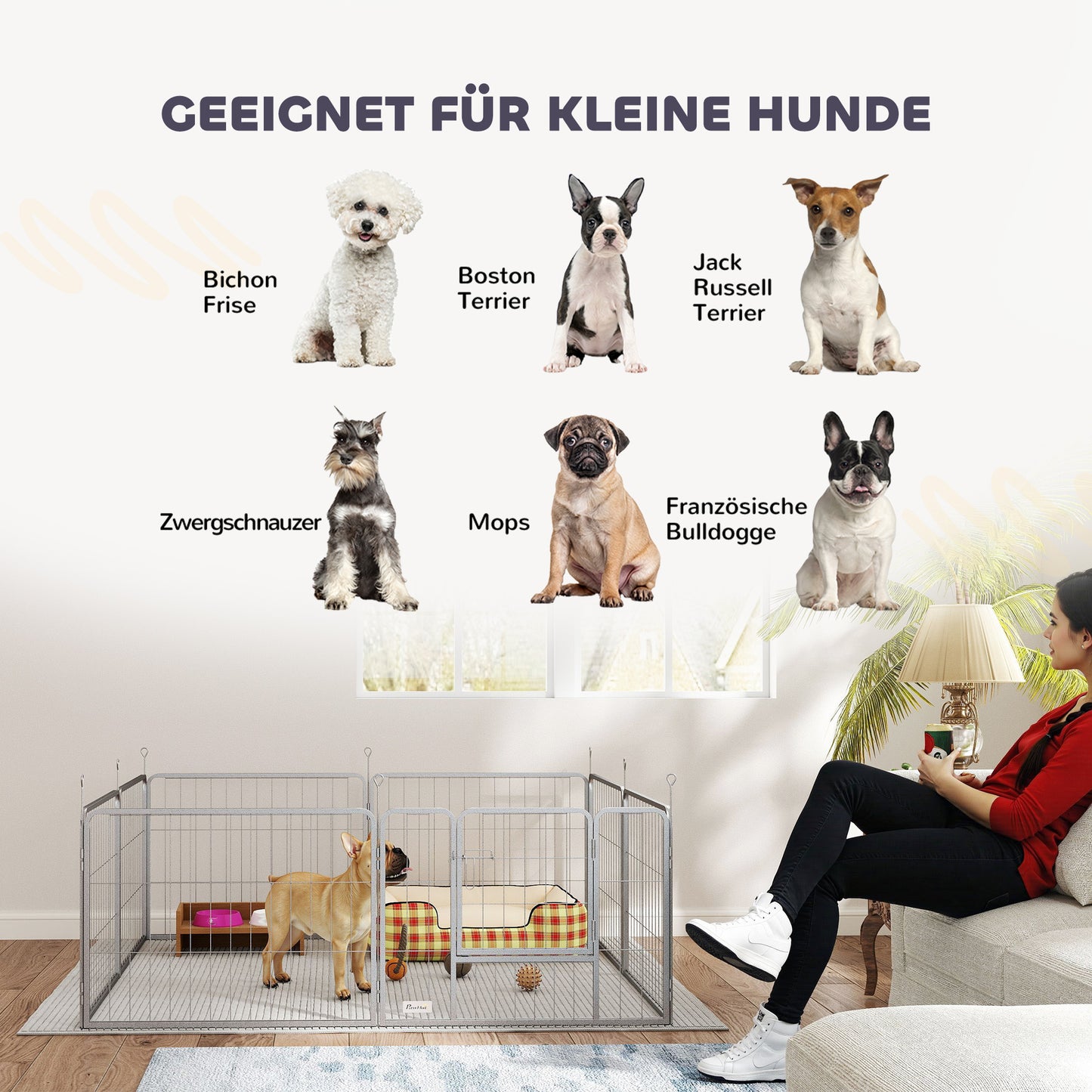 Dierenomheining – Hondenren – Huisdierenren – Speelren – Binnen- en Buitengebruik – Roestvrij Staal – Verstelbare Opstelling – Zilvere Variant