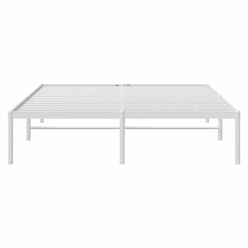 Modern White Metal Bed Frame with Sturdy Steel Construction - Heavy-Duty Platform Bed, No Box Spring Needed, Easy Assembly, 59"x79" (150x200cm) Size, Minimalist Design for Contemporary Bedrooms, Durable Metal Frame with Under