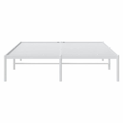 Modern White Metal Bed Frame with Sturdy Steel Construction - Heavy-Duty Platform Bed, No Box Spring Needed, Easy Assembly, 59"x79" (150x200cm) Size, Minimalist Design for Contemporary Bedrooms, Durable Metal Frame with Under