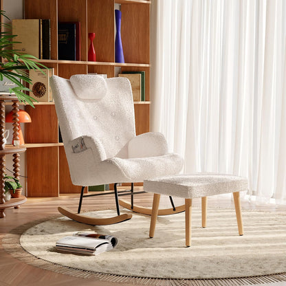Fauteuil – Schommelstoel – Relaxstoel – Leunstoel – Zetel – Met Voetenbank – Memory Foam Zitting – Zijzakken