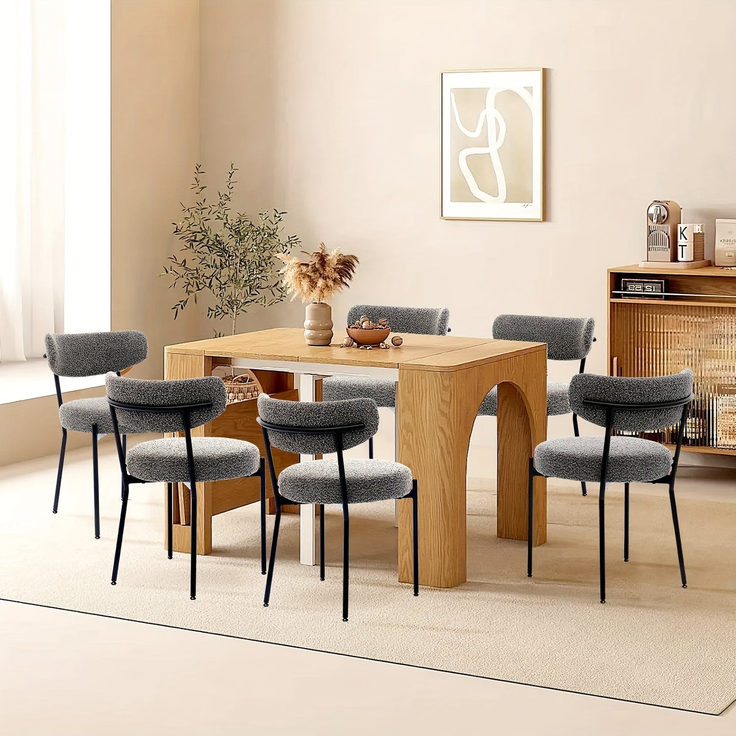Eetkamerstoel – Keukenstoel – Stoel – Kuipstoel – Zonder Armleuning – Gestoffeerde Zitting – Metaal Onderstel – Comfortabele Rugleuning - Set van 2 - Grijs
