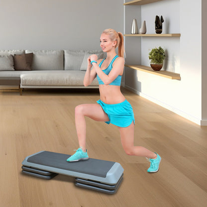 Stepplatform – Aerobic Step – Trainingsstep – Fitnessstep – Cardio Step – Verstelbare Hoogte Tot 110 cm – Antislip Oppervlak – Robuust IJzeren Frame – Grijs
