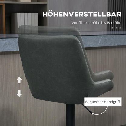 Barstoel – Barkruk – Barstoel Kruk – Keukenstoel – Barstoelen – Verstelbaar – Met Voetensteun – Met Gestoffeerde Zitting – Met Metaal Frame – Open Rugleuning – Donkergrijs/Zwart