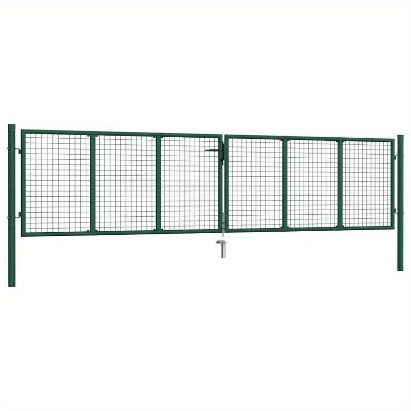 Metalen Hekpaneel – Tuinhek – Schuttingpaneel – Terrasafscheiding – Buitenhek – Groen – 390x100 cm – Weerbestendig Metaal – Modern Rasterpatroon