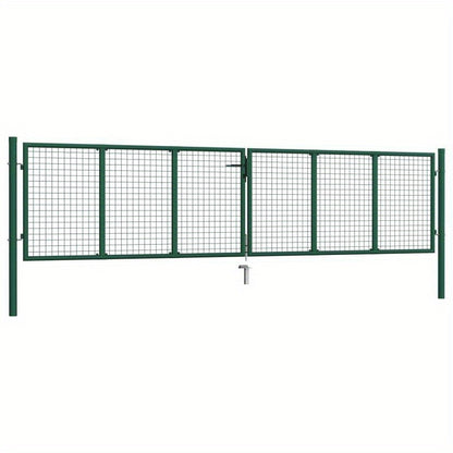 Metalen Hekpaneel – Tuinhek – Schuttingpaneel – Terrasafscheiding – Buitenhek – Groen – 390x100 cm – Weerbestendig Metaal – Modern Rasterpatroon