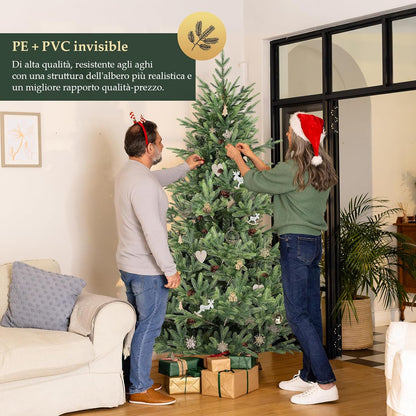 Kunstkerstboom – Nepboom – Kerstversiering – Dennenboom – Winterdecoratie – 150 cm Hoog – 90% PE Injection Moulded Realistisch Design – Inclusief Metalen Standvoet & Handschoenen