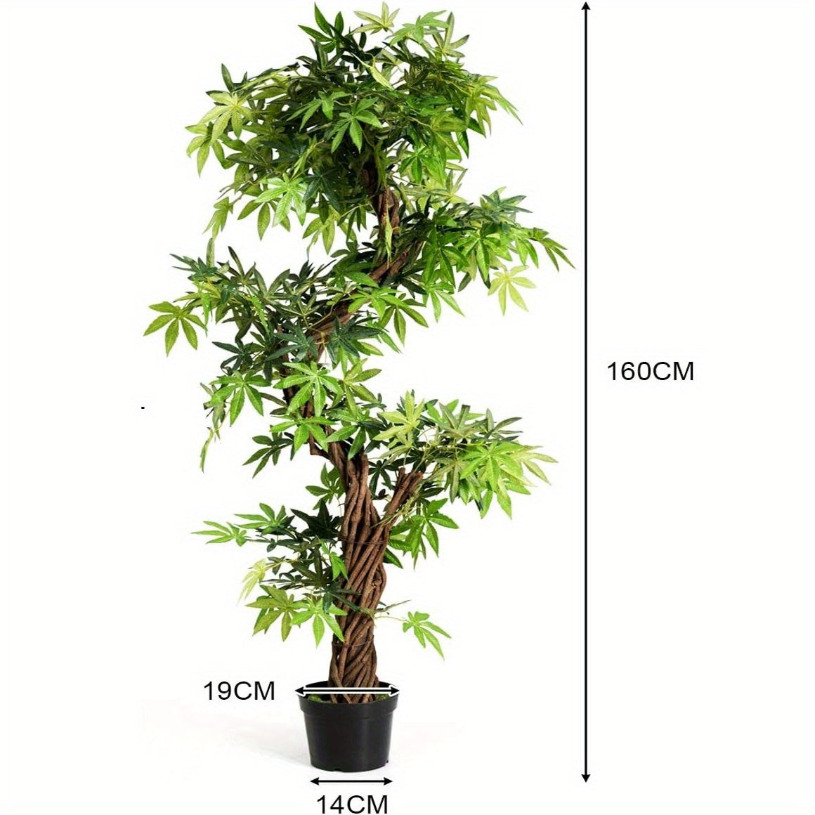 Kunstplant Bonsai – Kunstplant Boompje – Nepplant – Kunstplant Voor Binnen – Kunstplant Groen – 152 cm Hoog – PVC Bladeren Met Cement Pot