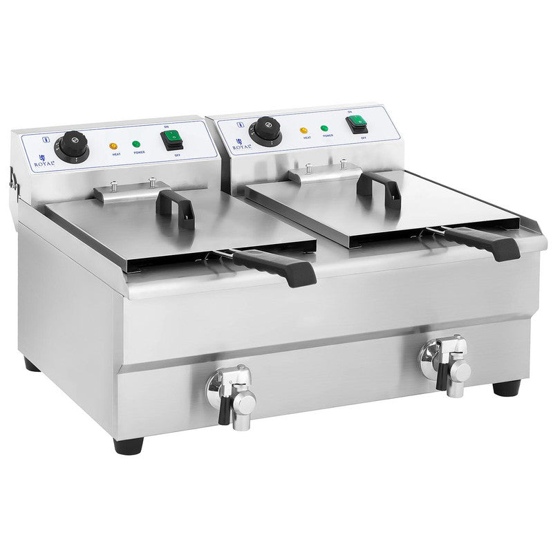 Double-Chamber Gastronomic Fryer with Taps 230V 2X16L - QUORE