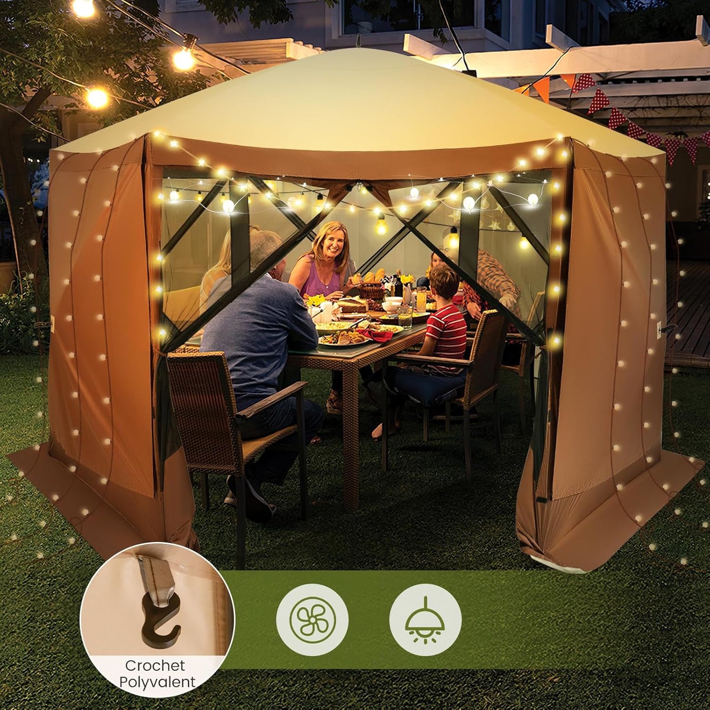 Pop-Up Tent – Schermtent – Camping Tent – Muzieknet Tent – Zonnescherm – Ruim 350x350 cm – Insectenbescherming Met Muskietennet