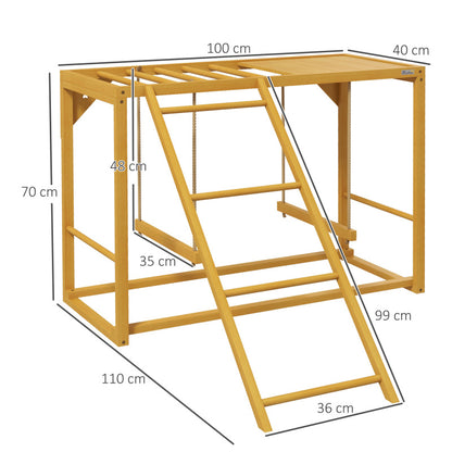 pawHut Large Outdoor/ Heavy-Duty Natural Wood Chicken Coop Play with Swings & Ladder - Multi-Level Climbing Frame for 3-4 Hens, Poultry Pen Accessory (Assembly Required) for backyard Chickens, Coop & Farm Use)