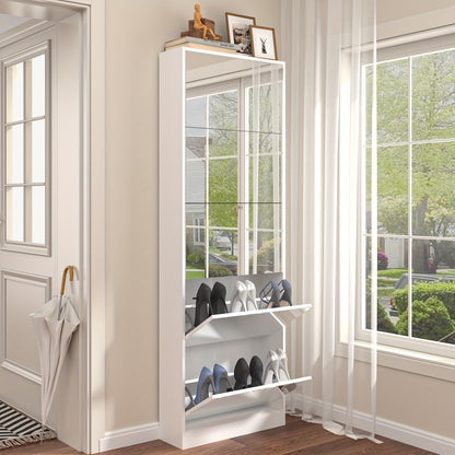 Schoenenkast – Schoenenrek – Schoenenopberger – Halkast – Schoenenbank – Spiegeldeur – Ruimtebesparend Design – Hout
