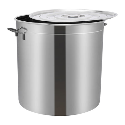 RVS Emmer – Roestvrijstalen Emmer – Met Deksel Emmer – Multifunctionele Emmer – Opbergemmer – 50 Liter Inhoud – Duurzaam 201 Roestvrij Staal