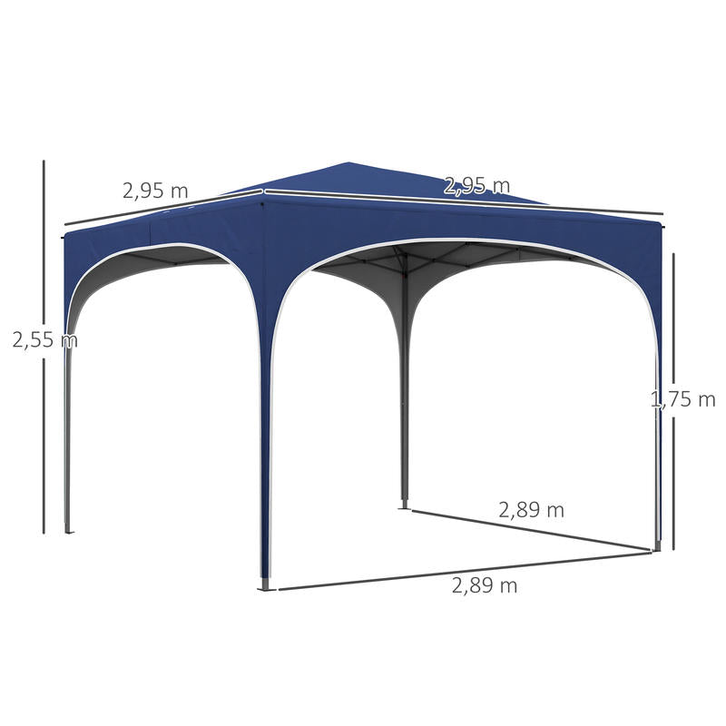 Partytent – Tent – Luifel – Overkapping – Prieel – Verstelbare Hoogte – Stevig Metalen Frame – 2,95x2,95x2,55m – Weerbestendig Met Draagtas