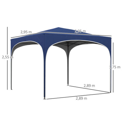 Partytent – Tent – Luifel – Overkapping – Prieel – Verstelbare Hoogte – Stevig Metalen Frame – 2,95x2,95x2,55m – Weerbestendig Met Draagtas