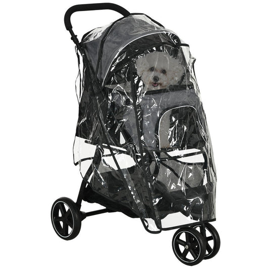 Foldable Dog Stroller Cart for Puppies & Small Dogs up to 10kg (22 lbs) with Rain Cover & 2 Safety Leashes - Heavy-Duty Frame, Spacious Interior (83x55x101cm) - Portable for Walking, Travel, Vet Visits
