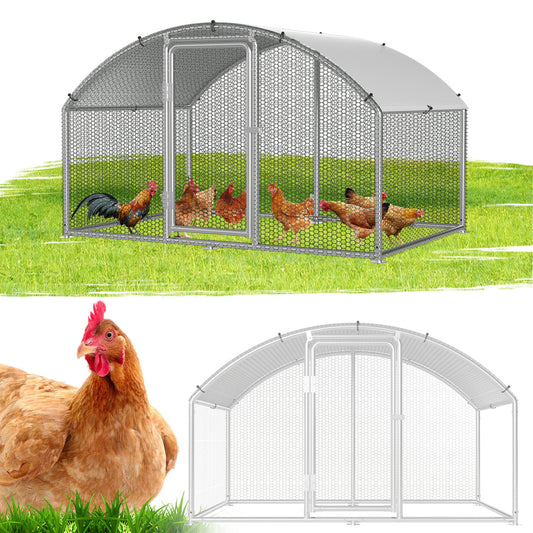 Chicken Coop Free-Range Enclosure, 3X2X2M/3X4X2M/3X6X2M/3X8X2M Galvanized Steel, Chicken House Dome Roof with Lock And Pe-Colored Tarpaulin, Easy to Clean, for Chicken Cage Bird Cage.