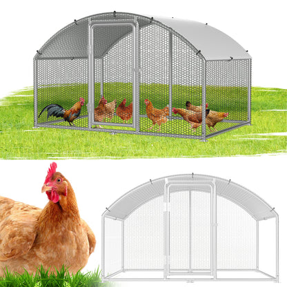 Chicken Coop Free-Range Enclosure, 3X2X2M/3X4X2M/3X6X2M/3X8X2M Galvanized Steel, Chicken House Dome Roof with Lock And Pe-Colored Tarpaulin, Easy to Clean, for Chicken Cage Bird Cage.