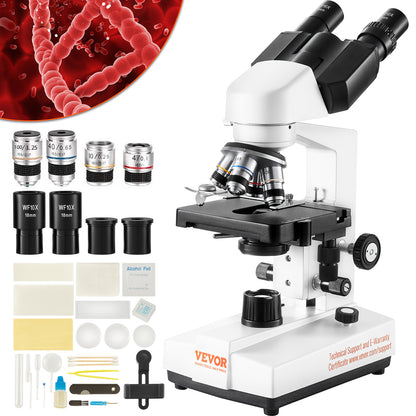 Microscoop – Binoculair – Laboratoriummicroscoop – Biologische Microscoop – Compound Microscoop – 40x-2500x Vergroting – Tweelaags Mechanisch Preparaattafeltje