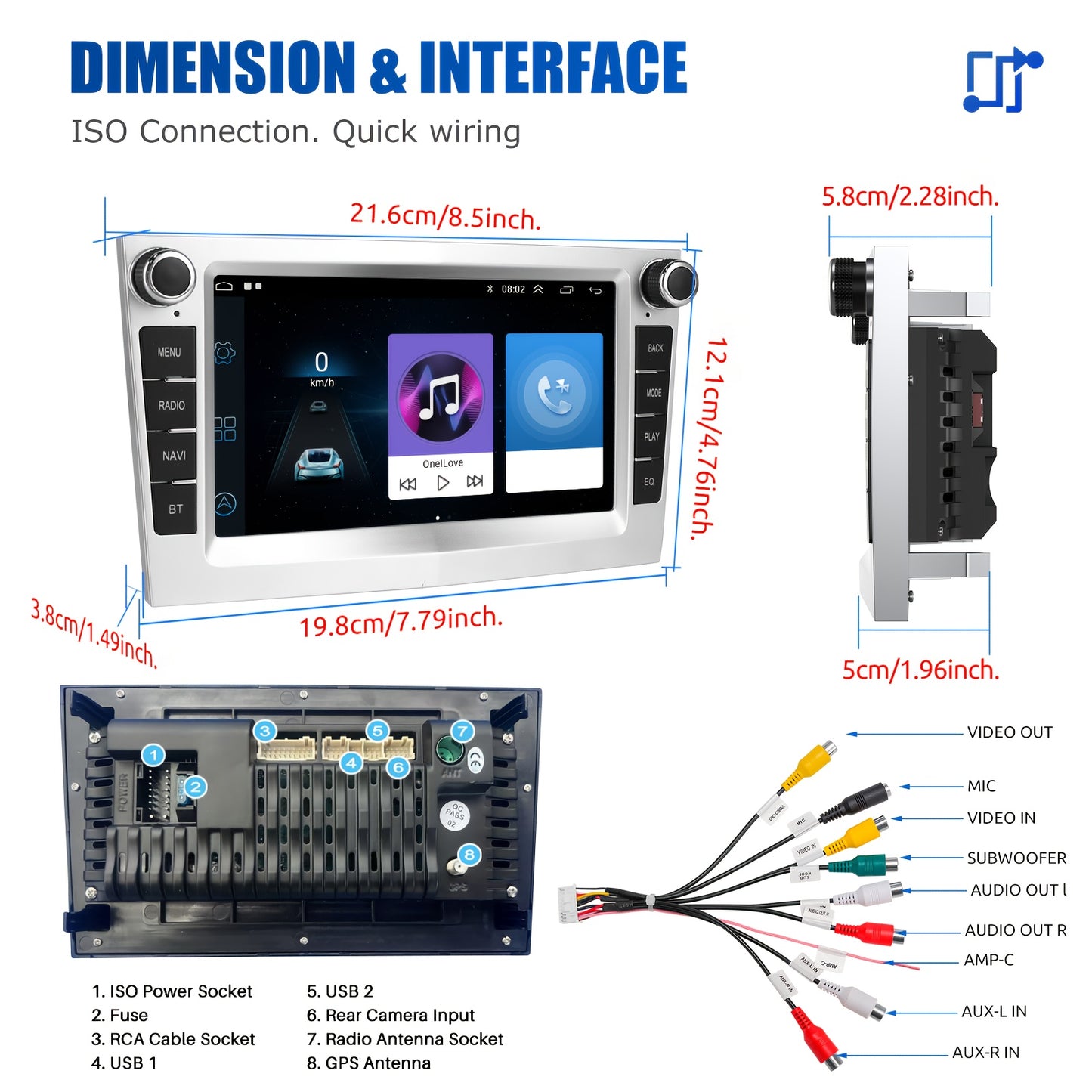 Android 14 Autoradio – Android Auto – Carplay Radio – Multimedia Speler – Auto Stereo – 7 Inch HD IPS Touchscreen – 4GB RAM 64GB Opslag – Met Achteruitrijcamera