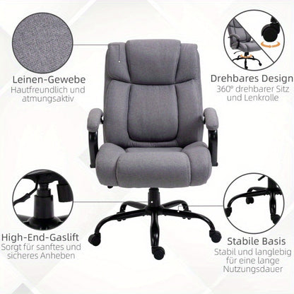 Bureaustoel – Ergonomische Stoel – Kantoorstoel – Draaistoel – Gamestoel – Verstelbare Kantelfunctie – Max. 220 kg Draagvermogen – Zwarte Stof Met Vijf Wielen