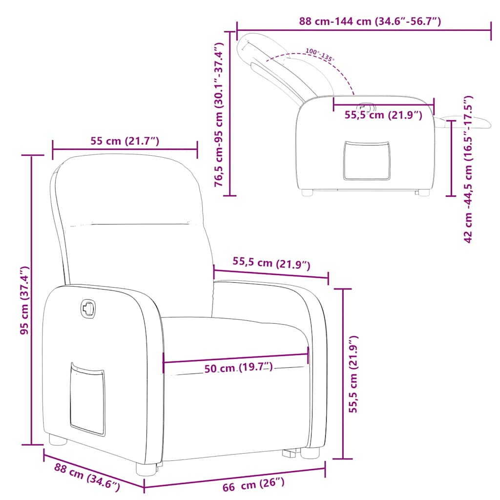 Bureaustoel Elektrisch Verstelbaar – Sta-op Stoel – Ergonomische Stoel – Comfortstoel – Relaxstoel – Elektrische Liftfunctie – Handmatig Verstelbare Rugleuning 135°