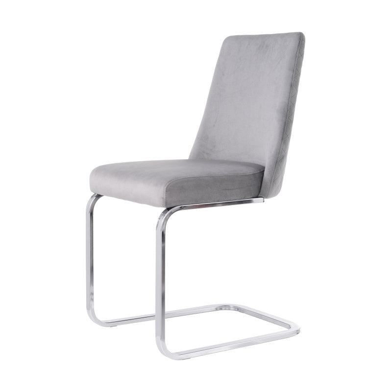 Fluwelen Fauteuil – Velvet Stoel – Zetel – Lounge Stoel – Relaxstoel – Set Van 4 – Grijs Met Zilveren Metalen Poten – Comfortabele Zitting – Luxe Fluwelen Bekleding