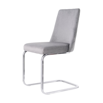 Fluwelen Fauteuil – Velvet Stoel – Zetel – Lounge Stoel – Relaxstoel – Set Van 4 – Grijs Met Zilveren Metalen Poten – Comfortabele Zitting – Luxe Fluwelen Bekleding