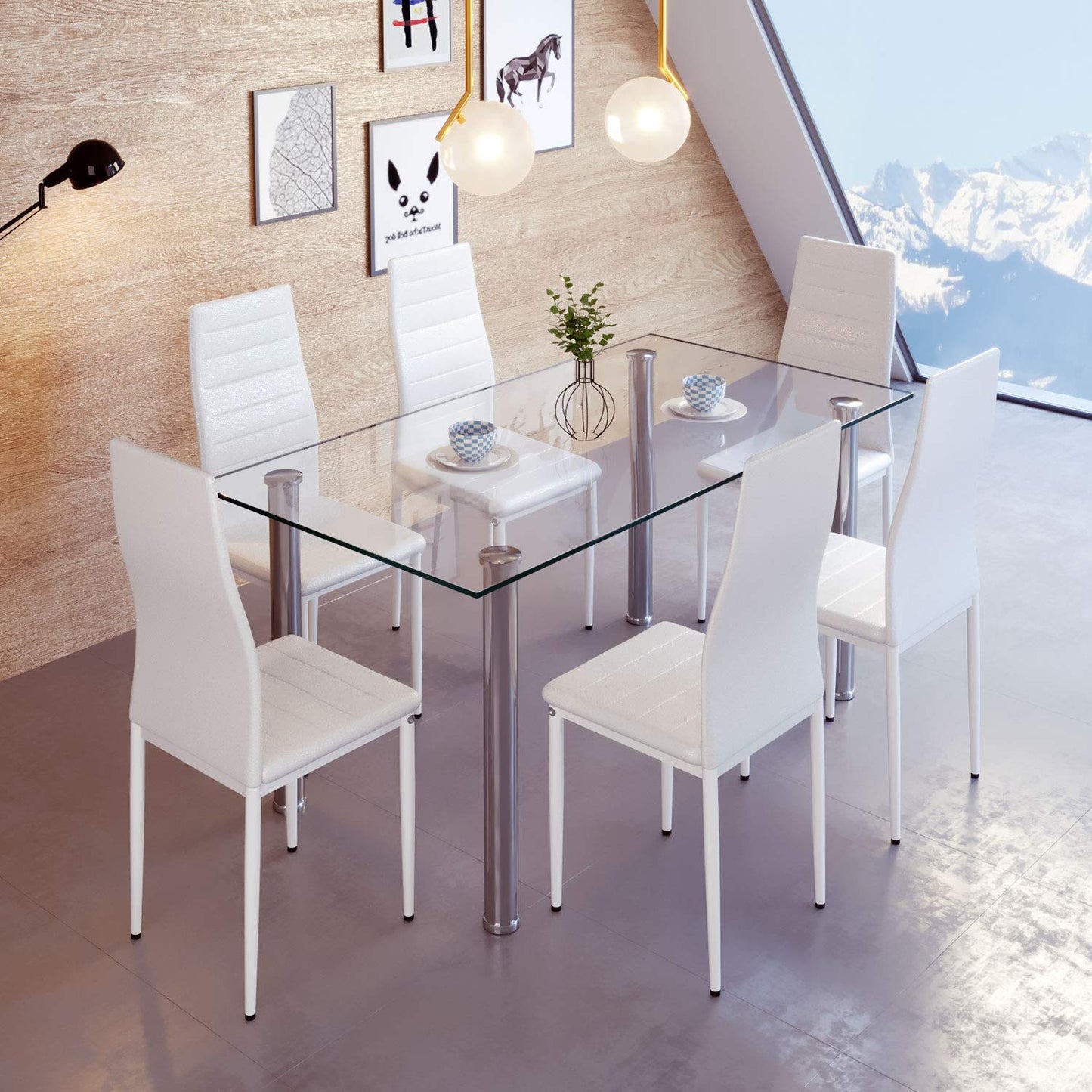 Eetkamerstoelen – Hoge Stoelen – Keukenstoelen – Stijlvolle Stoelen – Minimalistische Stoelen – Set Van 4 – Max. 120 kg Draagvermogen – Onderhoudsvriendelijk Wit
