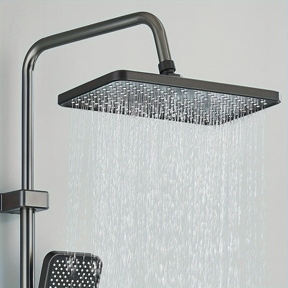 Douchesysteem – Douchekraan – Douche Set – Handdouche – Baduitloop – Grijs Aluminium & Messing – 3 Functies Massage & Verstelbare Hoogte