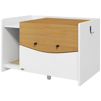 Kattenbakombouw – Kattenbakkast – Kattenbakmeubel – Kattenbaklade – Kattenbakverbergkast – Eikenhout Wit – Uittrekbare Lade – Extra Opbergruimte 78x50x51 cm