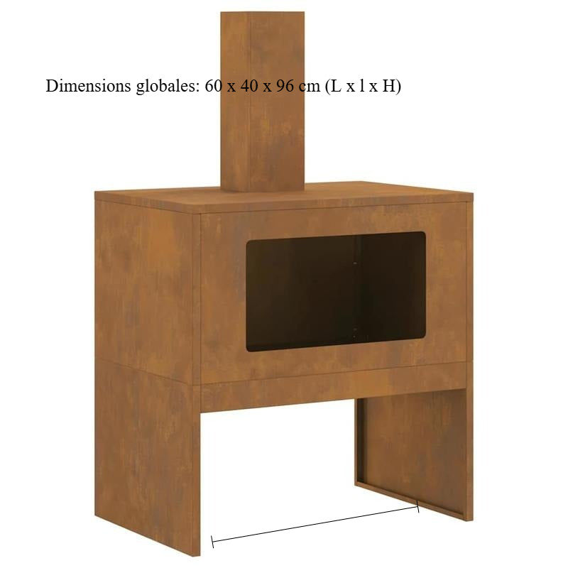 Outdoor Stove – Terrashaard – Vuurschaal – Tuinhaard – Patio Verwarming – Bruin Metaal – 60x40x96 cm – Geschikt Voor Hout & Gaslogs
