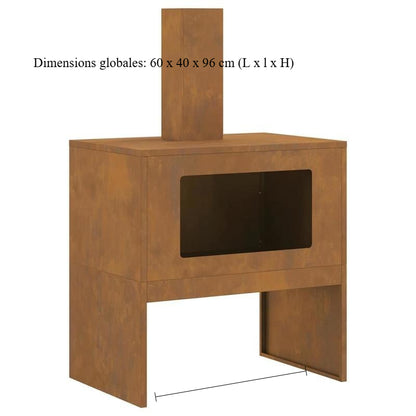 Outdoor Stove – Terrashaard – Vuurschaal – Tuinhaard – Patio Verwarming – Bruin Metaal – 60x40x96 cm – Geschikt Voor Hout & Gaslogs