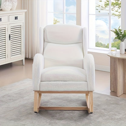 Fauteuil – Relaxstoel – Loungestoel – Accentstoel – Relaxfauteuil – Wit – Katoenen Bekleding – Handmatig Verstelbare Rugleuning – Stevige Basis Voor Harde Vloeren
