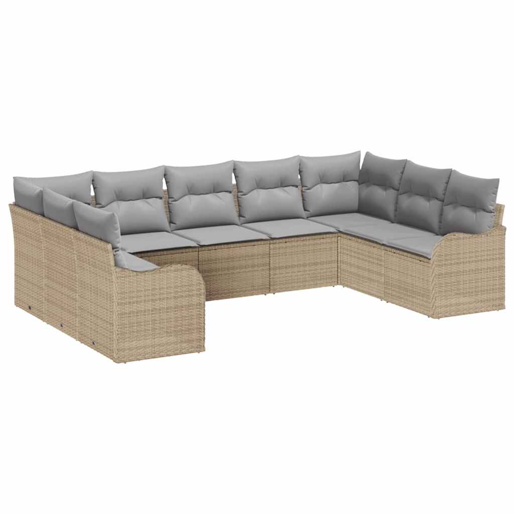 Tuinbank – Loungeset – Buitenbank – Tuinmeubel – Balkonbank – Modulaire 9-delige Set – Weerbestendig Handgevlochten Rattan – Inclusief Bijzettafel