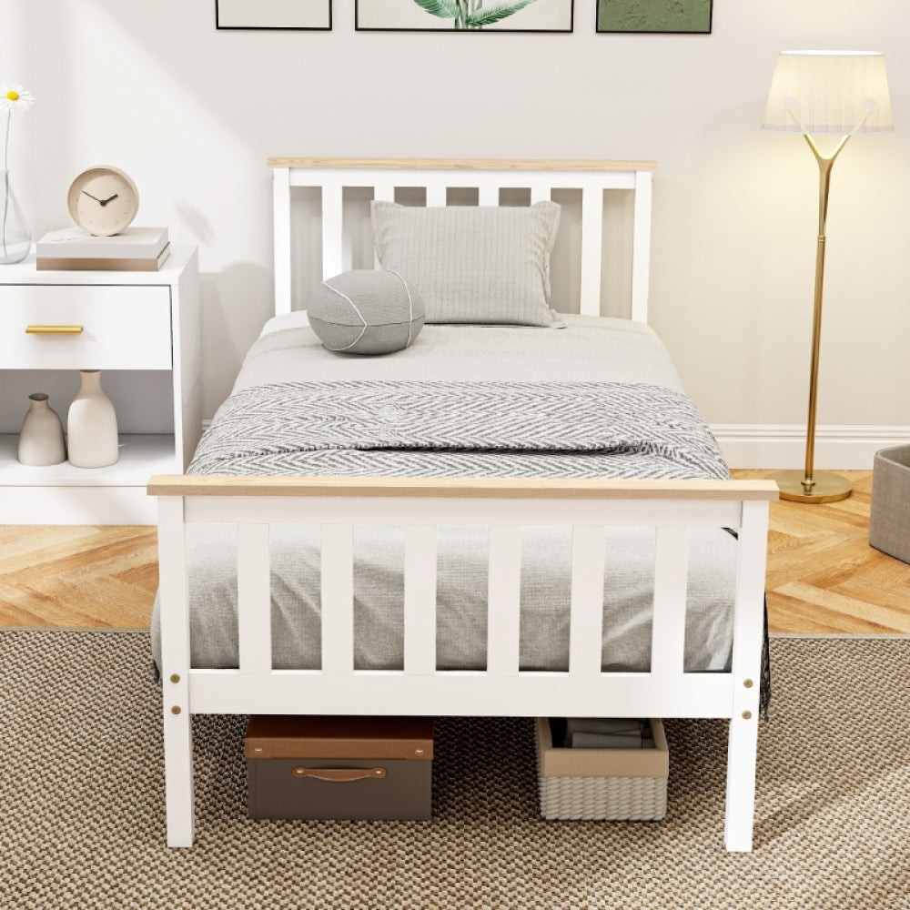 Bedframe – Eenpersoonsbed – Bedombouw – Slaapbank – Logeerbed – Wit – Met Opbergruimte – Stevig & Eenvoudig Te Monteren
