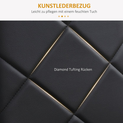 Eetkamerstoelen – Stoelen – Keukenstoelen – Bureaustoelen – Kunstleren Stoelen – Set Van 4 – Hoog Zitcomfort – Zwarte Stalen Poten
