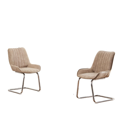 Stoelen – Eetkamerstoelen – Keukenstoelen – Woonkamerstoelen – Design stoelen – Set van 2 – Kunstleer – Comfortabele Foamvulling – Khaki kleur – Onderhoudsvriendelijk