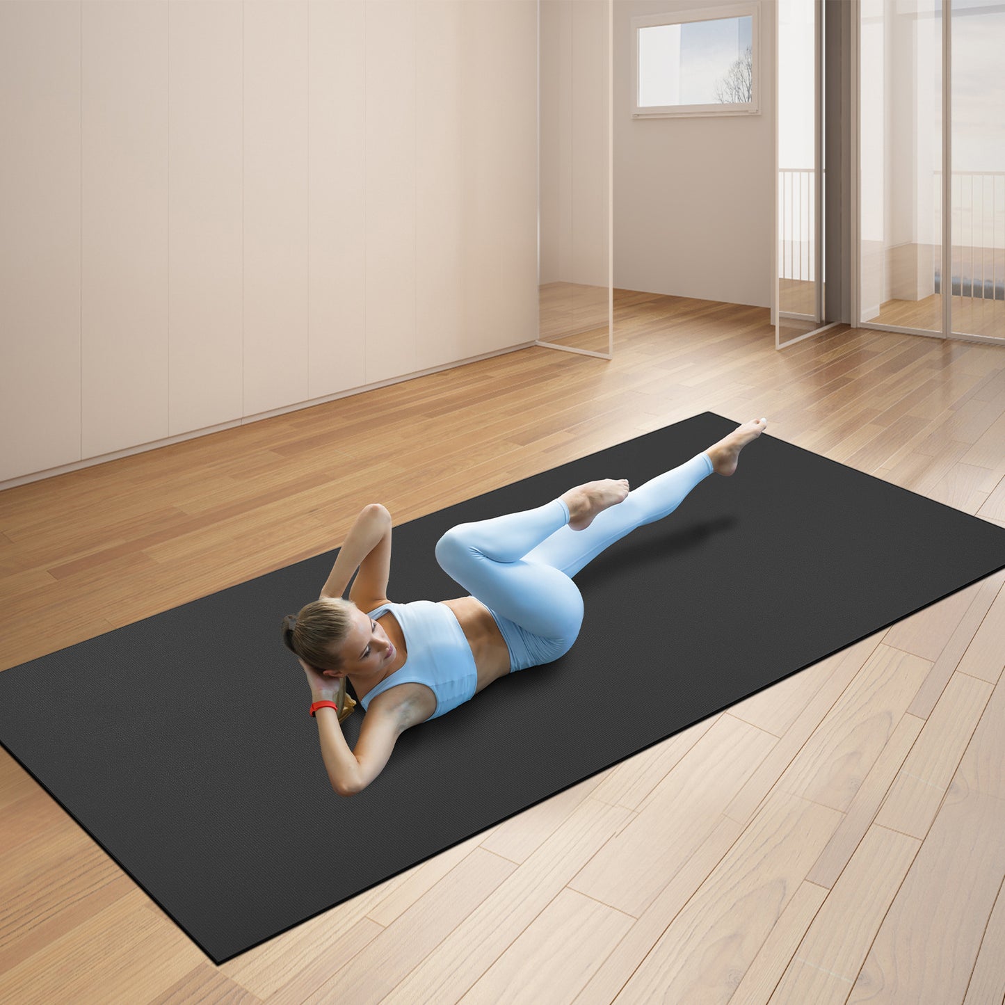 Fitnessmat – Yogamat – Trainingsmat – Oefenmat – Pilatesmat – Extra Groot 12x6ft – Anti-Slip PVC Dikte 7mm