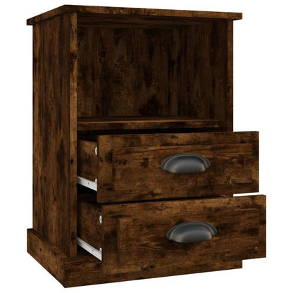 2-Pack Comodini 2pz Rovere Fumo 43x36x60cm 2D Flat, Wooden Nightstand with 3 Drawers - 27" Height, 3.2 Cu Ft Storage, Modern Minimalist Design for Bedroom, Living Room, Office - Holds Phone, Keychain, Wallet, Small Nightstand
