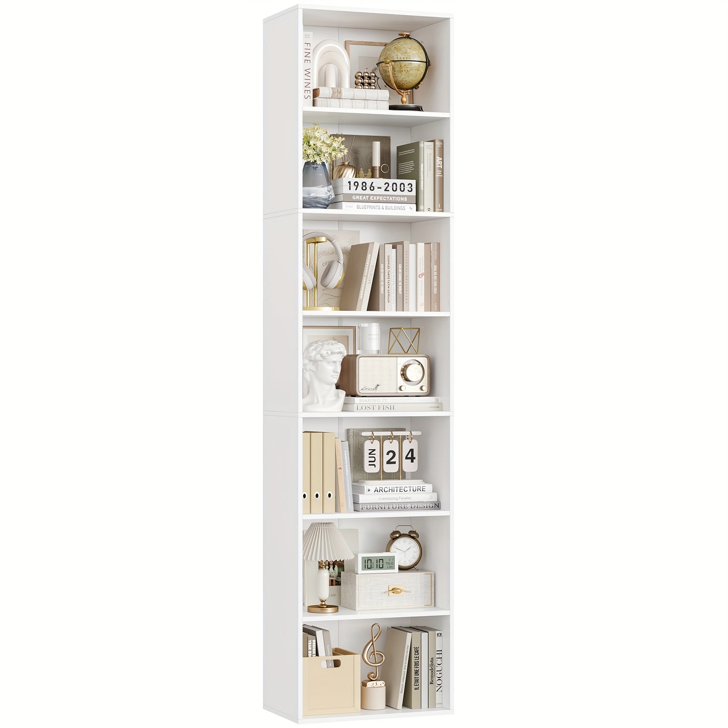 Boekenkast – Boekplank – Opbergkast – Vakkenkast – Wandkast – Verstelbare Legplanken – Stevig Massief Hout – Vrijstaand Wit Design