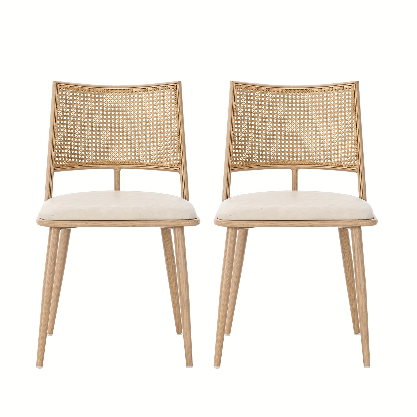 Eetkamerstoelen – Bistro Stoelen – Tafelsstoelen – Kamerstoelen – Design Stoelen – Set Van 2 – Handgeweven Rattan Rugleuning – Duurzame Comfortabele Zitting