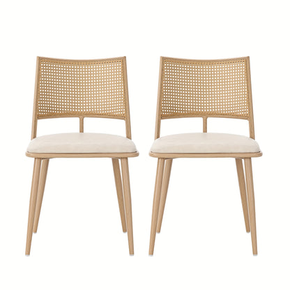 Eetkamerstoelen – Bistro Stoelen – Tafelsstoelen – Kamerstoelen – Design Stoelen – Set Van 2 – Handgeweven Rattan Rugleuning – Duurzame Comfortabele Zitting