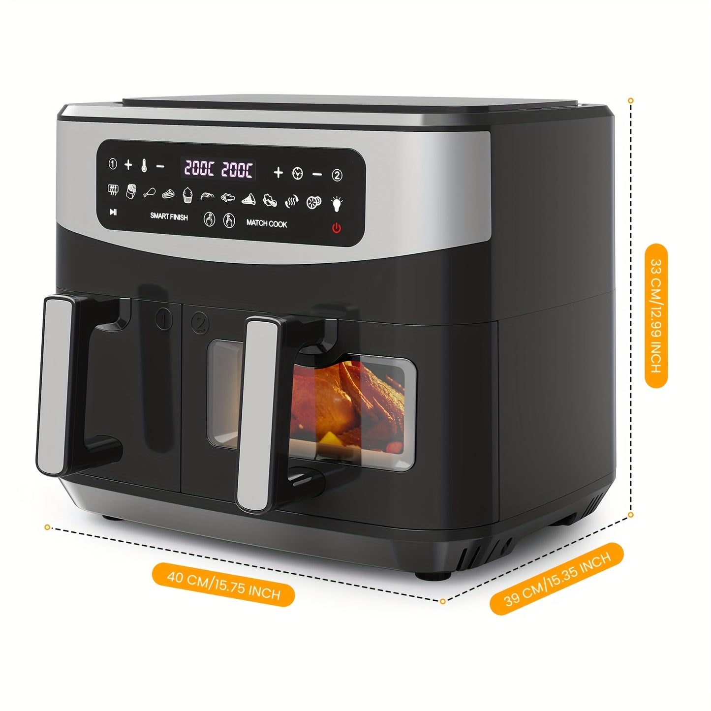 Airfryer – Heteluchtfriteuse – Friteuse – Air fryer – Digitale Friteuse – 10 Liter Dual Zone – 2600W Met Touchscreen & Kijkvenster