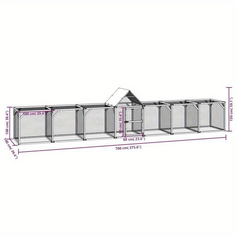 Kippenhok – Pluimveehok – Nachthok – Houten Hok – Kippenverblijf – Stevig Hout – 700x100x150 cm – Geïmpregneerd Dennehout