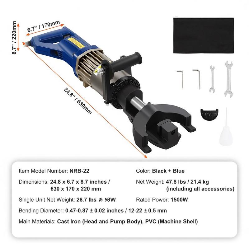 Hydraulische Staalstangbuiger – Wapeningsbuiger – Staalbuiger – Rebar Buigmachine – Wapeningsstaal Buiger – Buigt 12-22 Mm Staven – Snelle Hydraulische Buiging In 4 Seconden