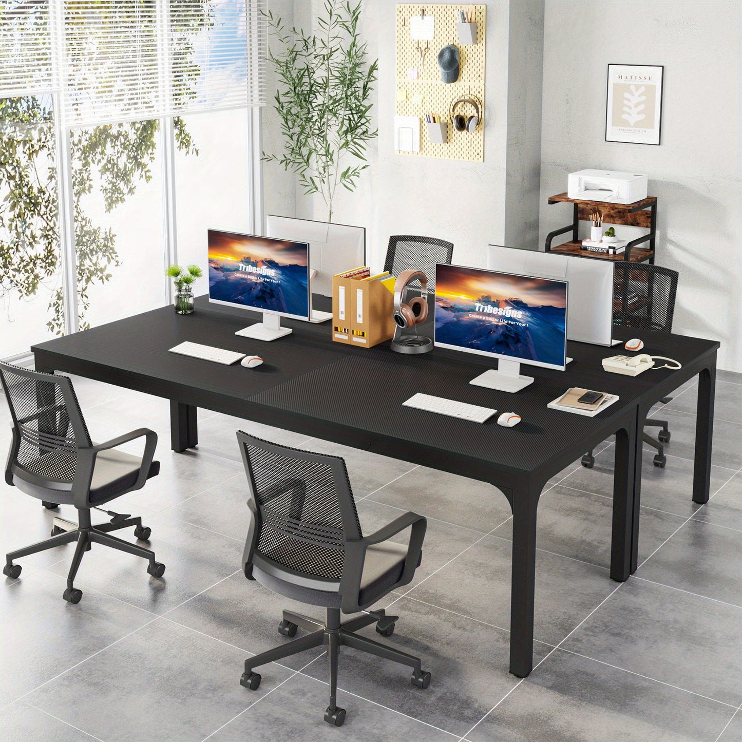 Bureau – Bureautafel – Computertafel – Werkplek – Dubbel Bureau – Extra Lang 199,9 cm – Water- En Krasbestendig Blad – Verstelbare Voetjes