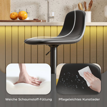 Barstoelen – Barkrukken – Barstoelen Set – Barkrukken Zwart – Barkrukken Met Rugleuning – Draaibaar – Kunstleren Bekleding – Stevig Metalen Frame