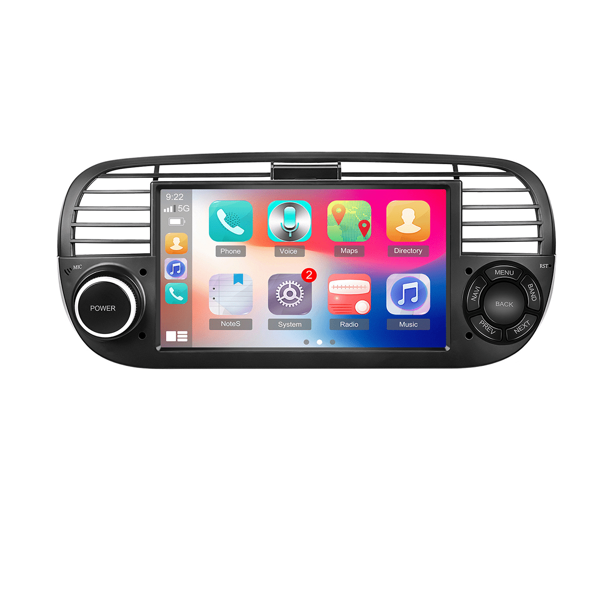 Autoradio Fiat 500 – Multimedia Autoradio – Android Auto Radio – Navigatiesysteem – Draadloze CarPlay – 7 Inch HD Touchscreen – Wireless GPS & Wifi